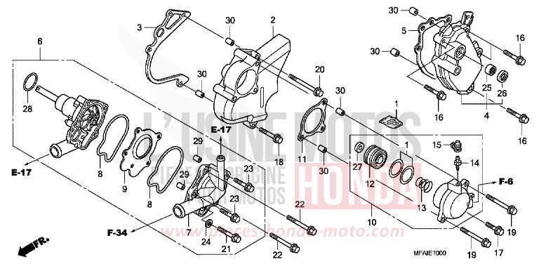 POMPE A EAU de CBF1000 ABS QUASAR SILVER METALLIC (NHA48) 2008